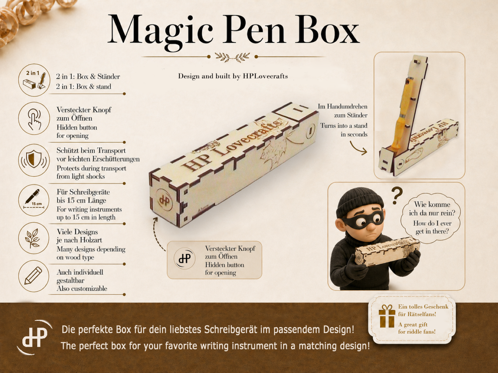 Ahornkugelschreiber, inkl. Magic Pen Box