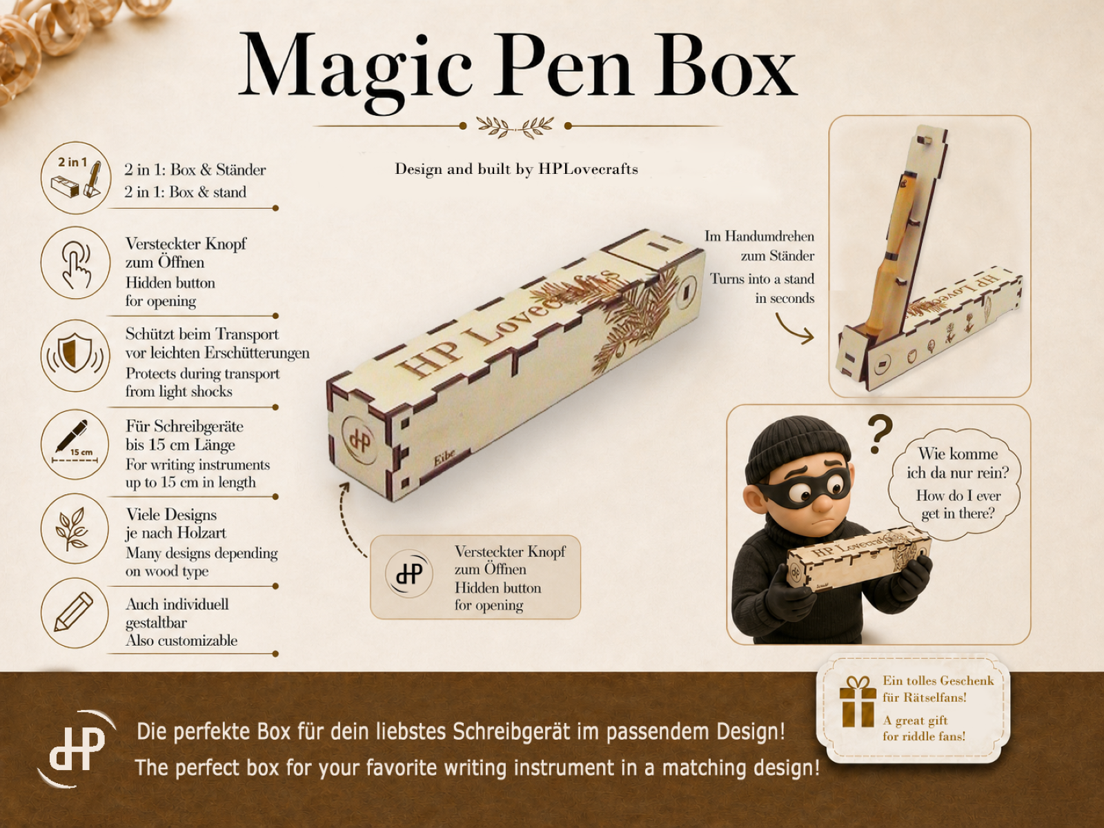 Eibenkugelschreiber, inkl. Magic Pen Box