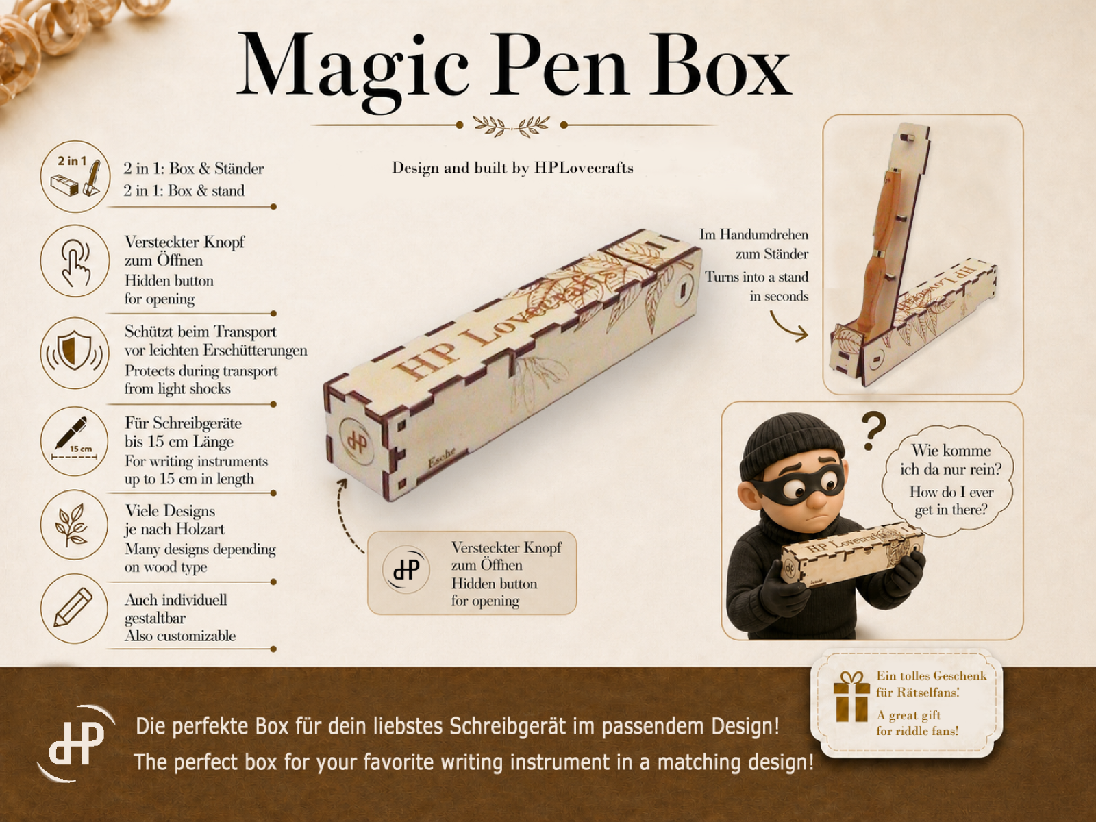 Eschenkugelschreiber, inkl. Magic Pen Box