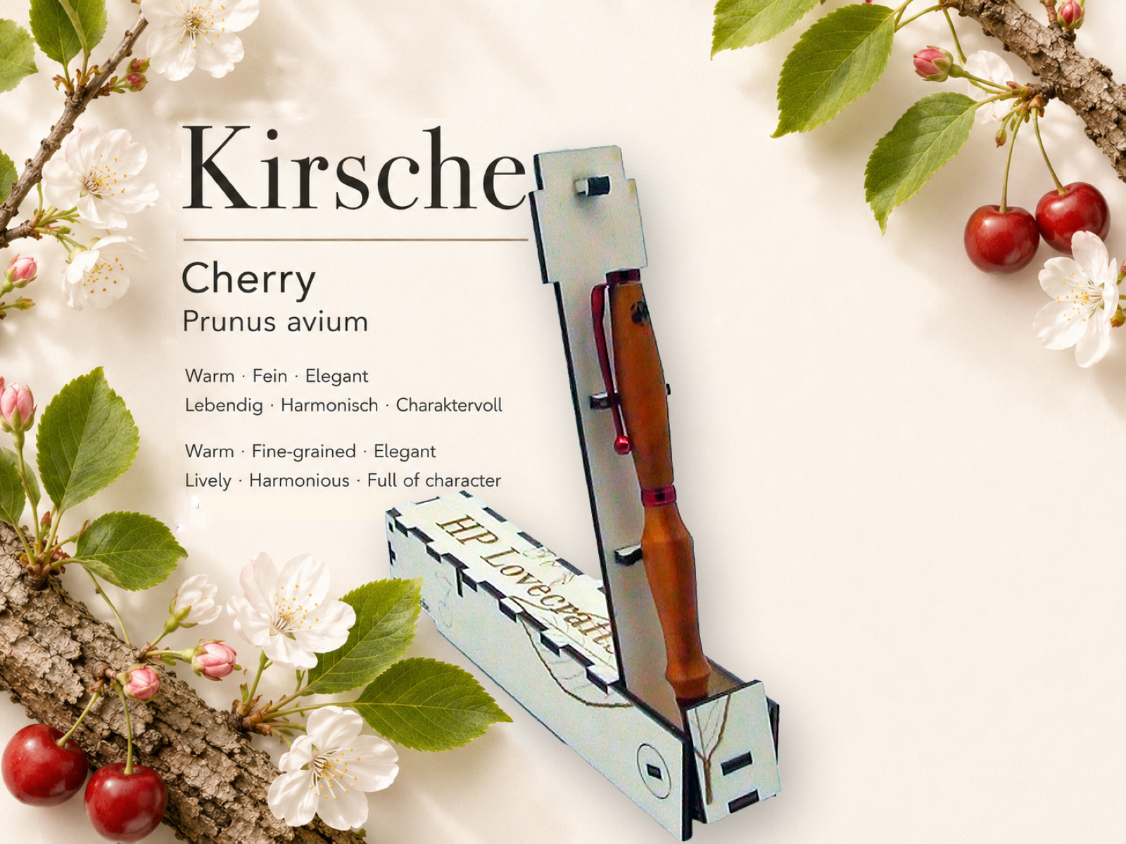 Kirschenkugelschreiber, inkl. Magic Pen Box