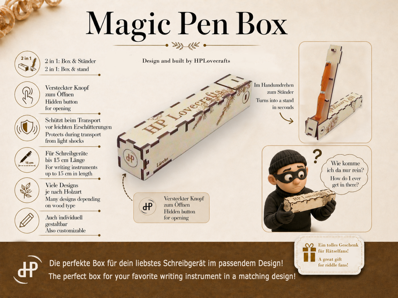 Lärchenkugelschreiber, inkl. Magic Pen Box