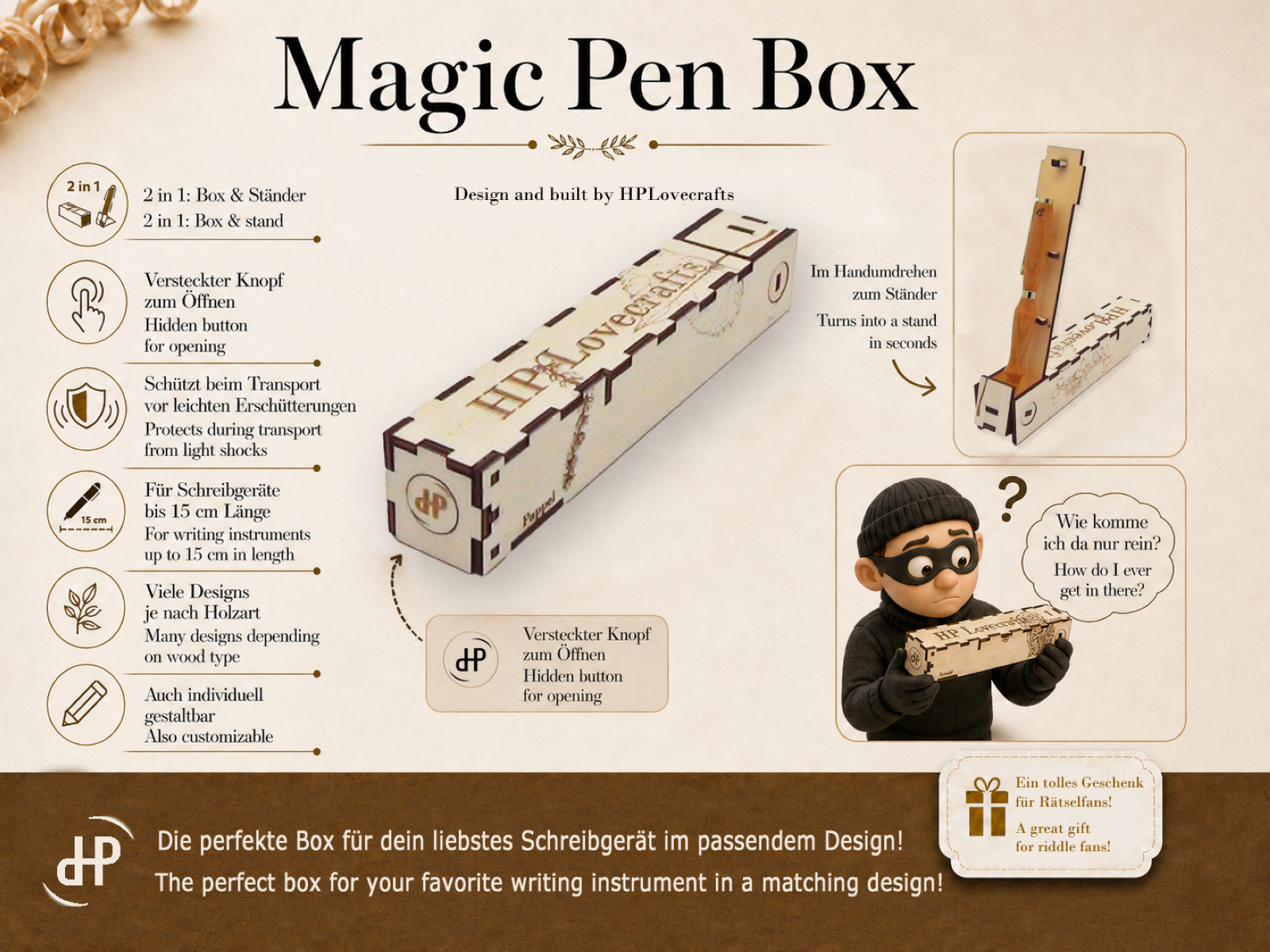 Pappelkugelschreiber, inkl. Magic Pen Box