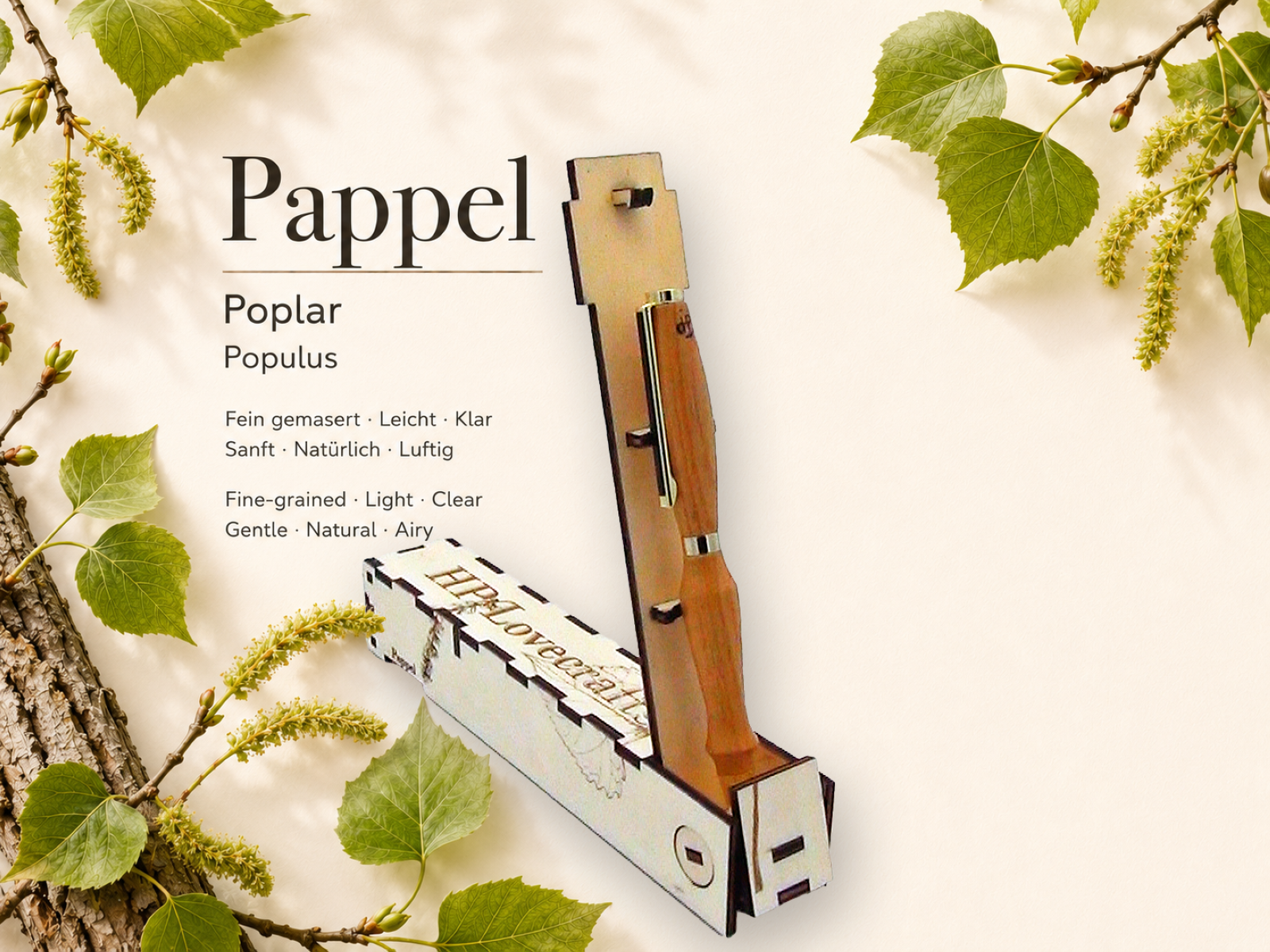 Pappelkugelschreiber, inkl. Magic Pen Box