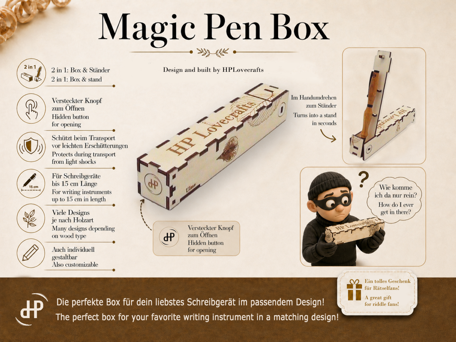 Ulmenkugelschreiber, inkl. Magic Pen Box