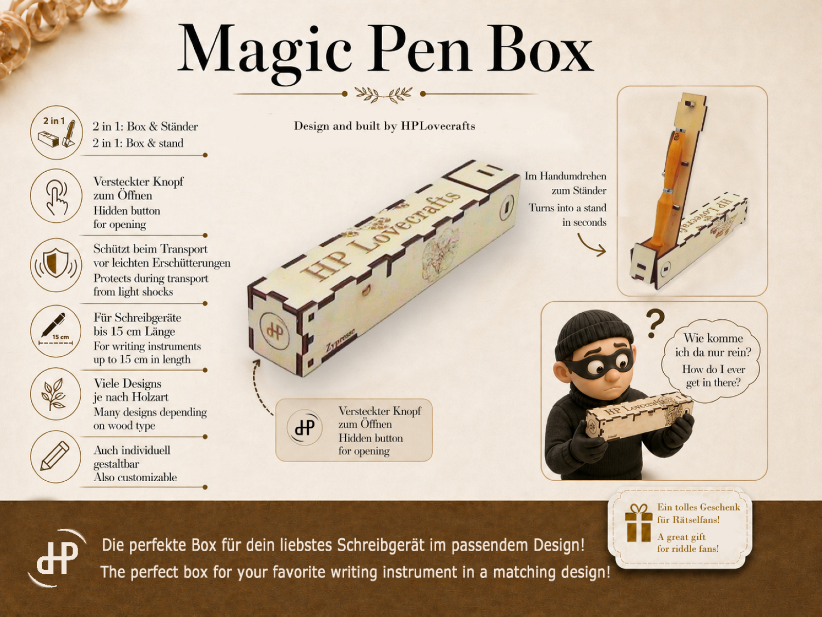 Zypressenkugelschreiber, inkl. Magic Pen Box