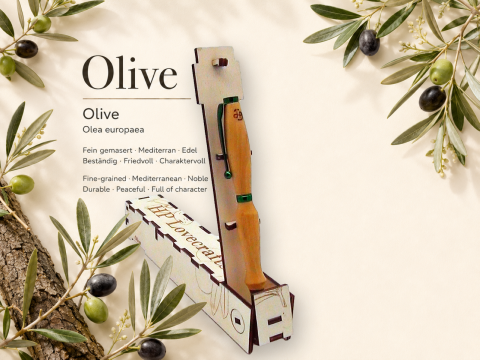 Olivenkugelschreiber, inkl. Magic Pen Box