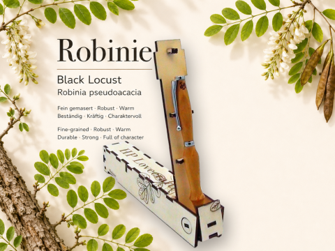 Robinienkugelschreiber, inkl. Magic Pen Box